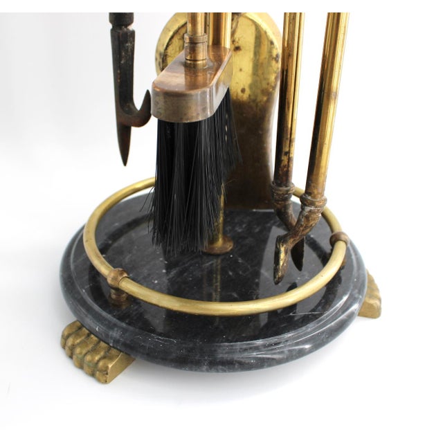 Brass Gorgeous Vintage Brass & Marble Handle Fireplace Tool Set With Star For Sale - Image 8 of 11