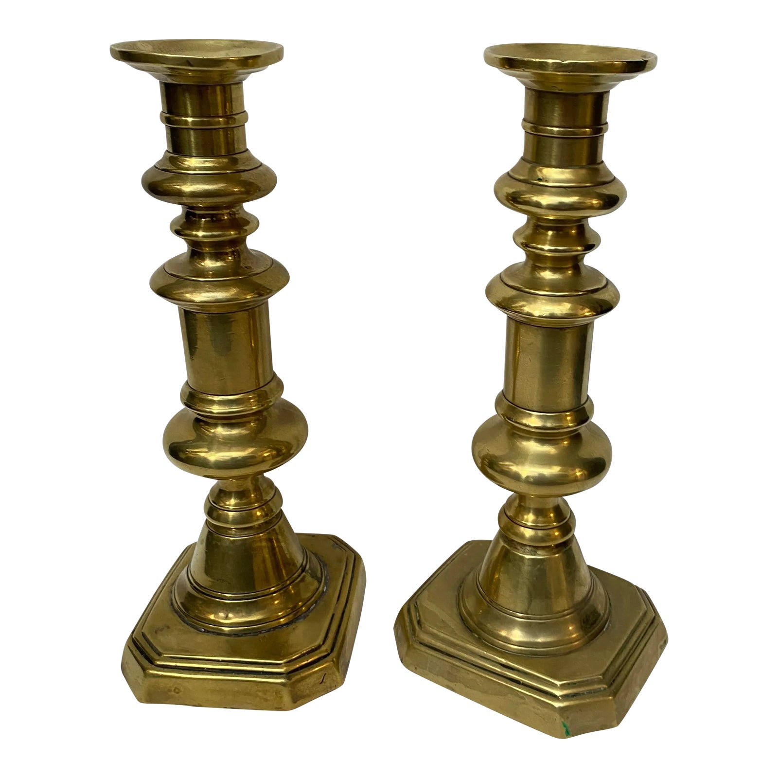 Antique English Brass Candlesticks a Pair Chairish