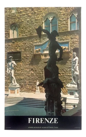 Vintage Mid Century " Firenze " Collector's Florence Italy Travel Poster