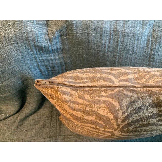 Tan Woven Zebra Inspired Jacquard Animal Print Designer Accent Pillow – Down/Feather Filled - Ralph Lauren & Palm Beach Regency Decor - See Pics! For Sale - Image 8 of 8