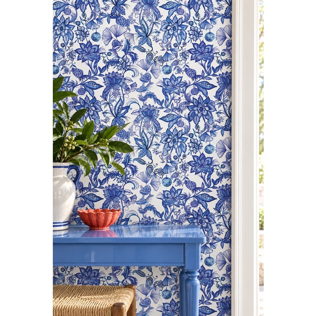 This wallpaper design, which we call, Floral &amp; the Frog, started as our take on a classic watercolor chinoiserie...