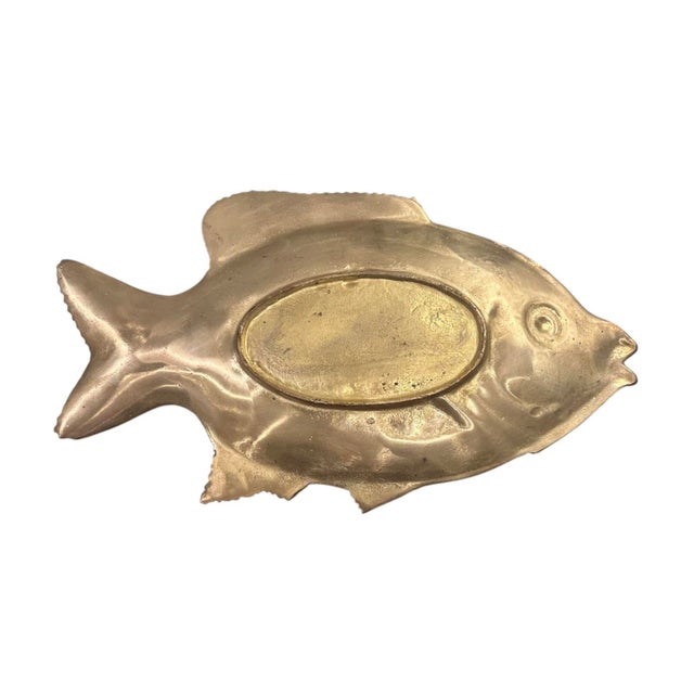 Late 20th Century Vintage Coastal / Nautical Extra Large Brass Fish Tray / Catch All / Platter / Dish / Vessel For Sale - Image 5 of 5