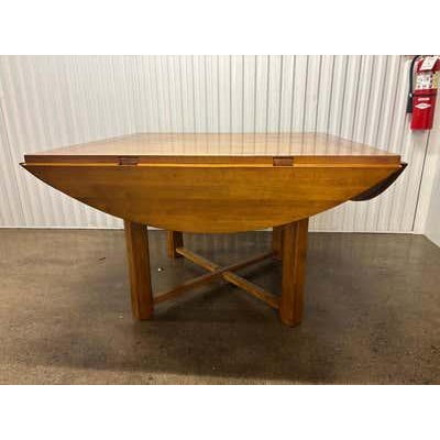 Expandable Wood Dining Table, Light Walnut Stain, Modern Design, 1990 For Sale - Image 16 of 17