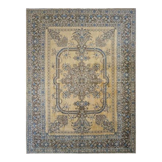 1940s Persian Tabriz Wool 9X12 Tan, Blue & Black Handmade Area Rug #9902951 For Sale