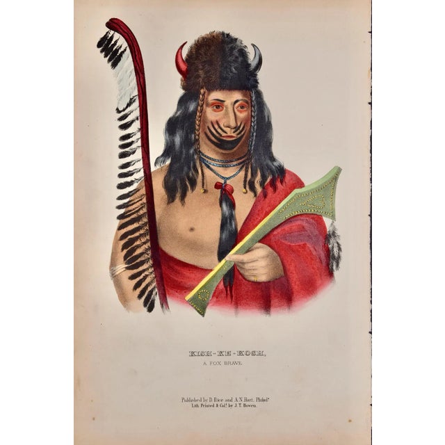This is an original 19th century hand-colored McKenney and Hall lithograph of a Native American entitled "Kish-Ke-Kosh,...