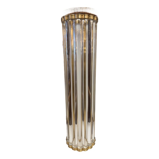 Thick Tubular Glass and Solid Brass Wall Sconce For Sale