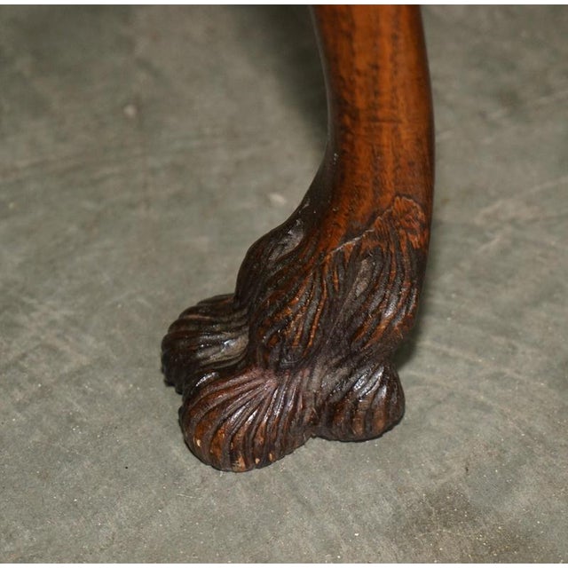 Victorian Carved Hardwood and Brown Leather Chesterfield Window Seat, 1890 For Sale - Image 6 of 18