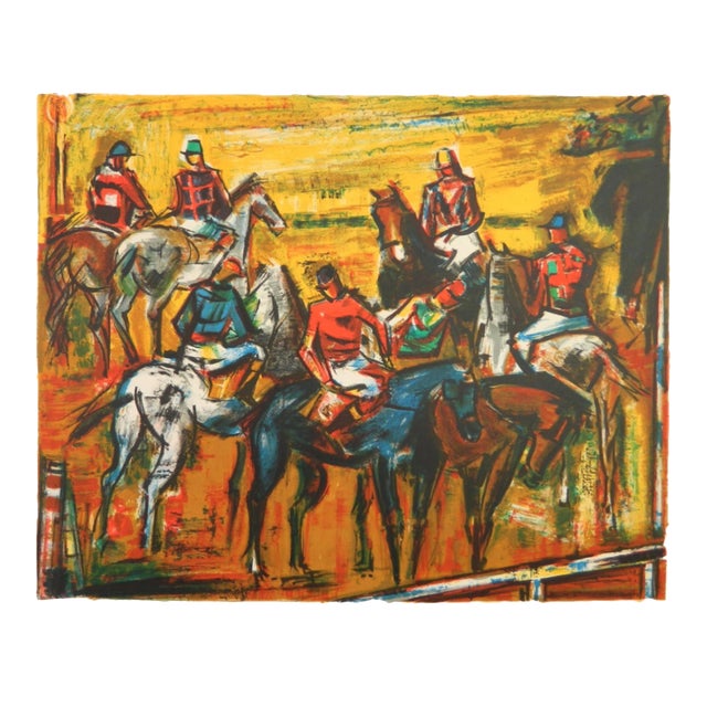 1960s Rodolphe Caillaux French Equestrian Lithograph For Sale