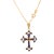 Vintage 14k Yellow Gold Blue Enamel Cross Pendant With Garnet Center & 16" Cable Chain For Sale