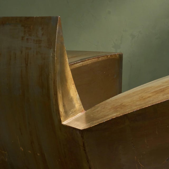 Brown Easy One Armchair in Patinated Steel and Leather by Jonathan Singleton, United Kingdom / Spain, 1990s For Sale - Image 8 of 12