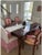 Beautifully crafted French Empire style mahogany Stanley dining set with new designer inspired upholstry in a vibrant Lily...