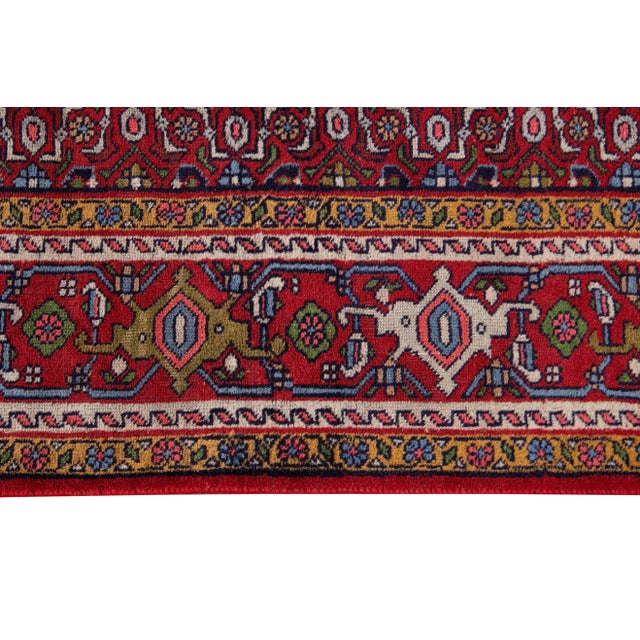 Antique Bidjar Handmade Burgundy Geometric Wool Rug For Sale In New York - Image 6 of 13