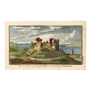 18th Century English Copperplate Architectural Engraving on Hand-Laid Paper, Recently Hand-Colored G For Sale