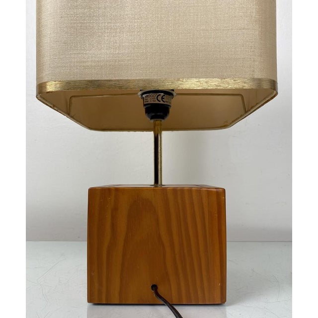 Mid-Century Teak Block Table Lamp Tarogo, Japan, 1980s For Sale - Image 15 of 16