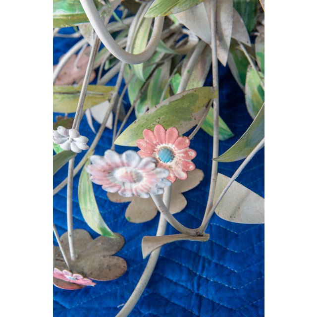 1970s Huge Custom Metal Floral Chandelier in Hollywood Regency Style For Sale - Image 4 of 13