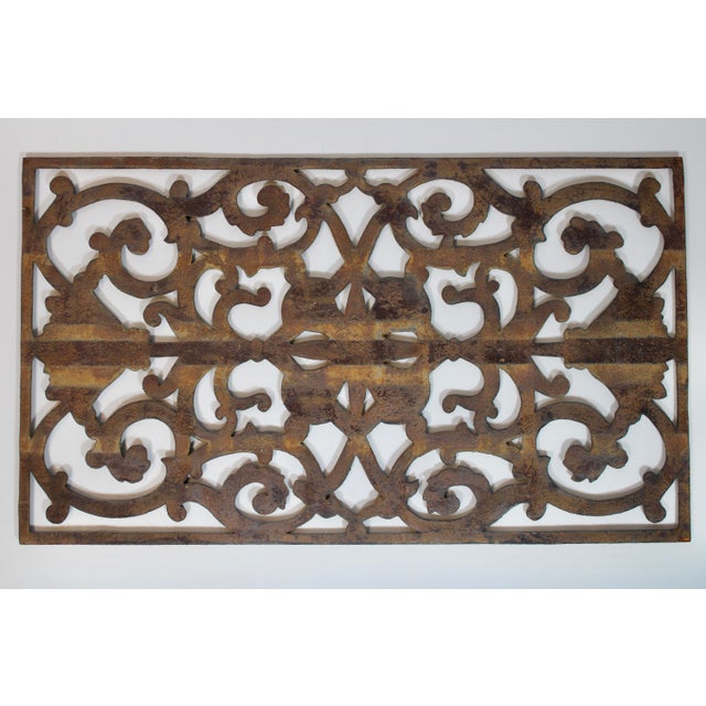 Antique French Architectural Iron Wall Hanging (Pair Available) For Sale - Image 4 of 5