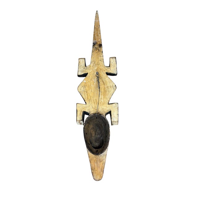 Mid 20th Century Vintage Hand-Carved West African Crocodile Tribal Wall Mask For Sale - Image 5 of 5