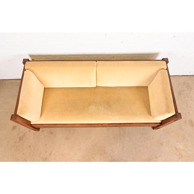 Wood Stickley Mission Oak Arts and Crafts Settle Sofa For Sale - Image 7 of 12