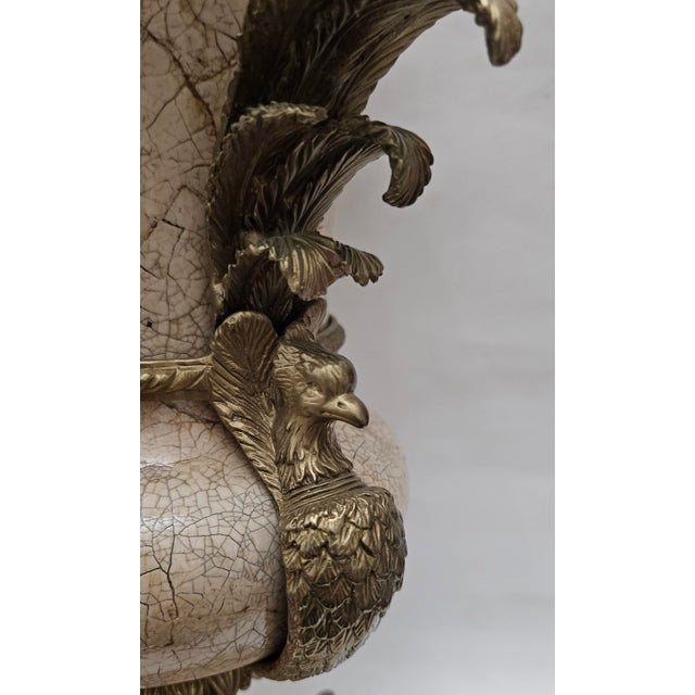 1970s Decorative Crafts Inc. Crackle Glaze With Bronze Vase For Sale - Image 13 of 18