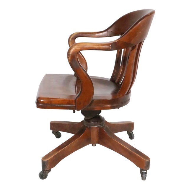 Early 20th Century Classic Bank of England Jury Style Swivel Tilt Office Desk Chair by Sikes For Sale - Image 13 of 14