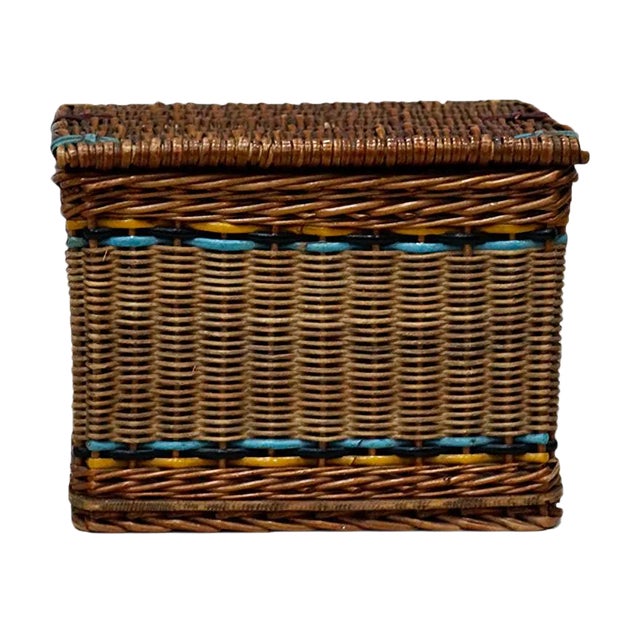 Antique French Wicker Hamper Sample For Sale