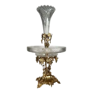 19th Century Gilded French Crystal Epergne