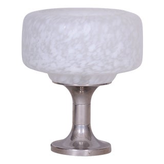 Mid-Century Table Lamp in Chrome and Marbled Glass, Czech, 1960s For Sale