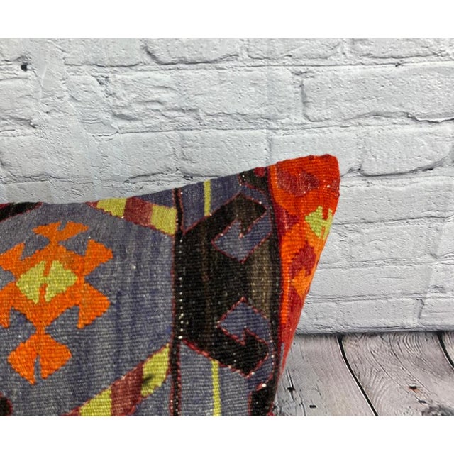 Turkish 16 x 24 Kilim Pillow Turkish Cushion Route Delight Pillow Cushion Cover For Sale - Image 3 of 4