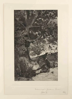 Max Klinger, Fallen Rider, Etching, 1881