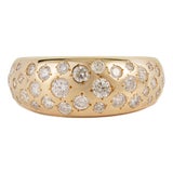 Contemporary Natural Diamond Wide Band Bombe Ring in 14k Solid Gold Size 7 For Sale