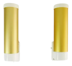Vintage Space Age Model 3023 Wall Lights in Gold Metal, Glass and White Plastic from Erco Germany, 1970s, Set of 2