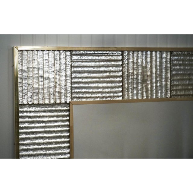 Mid-Century Italian Murano Silver Art Glass and Brass Console Wall Mirror For Sale - Image 4 of 11