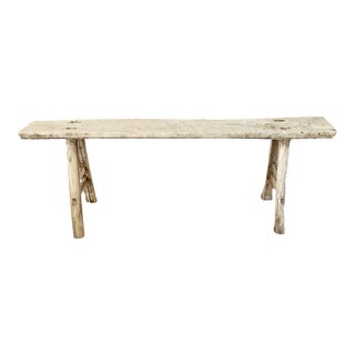 Antique Elm Long Bench For Sale