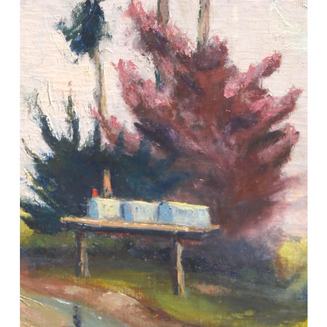 Roadside Eucalyptus Trees, Mid Century Vertical Landscape by Jon Blanchette Gorgeous mid-century plein air landscape...