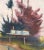 Roadside Eucalyptus Trees, Mid Century Vertical Landscape by Jon Blanchette Gorgeous mid-century plein air landscape...