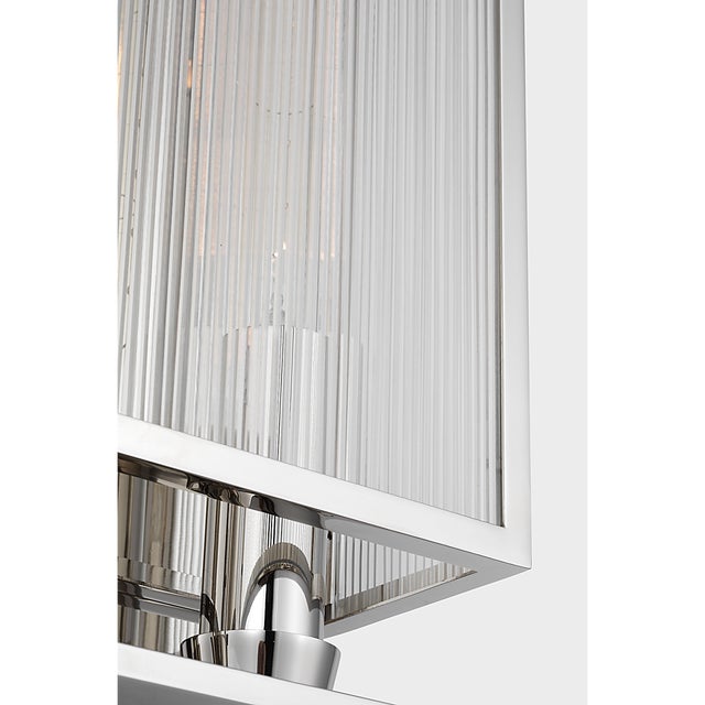 Metal Barbara Barry for Visual Comfort Signature York 24" Double Box Sconce in Polished Nickel with Clear Ribbed Glass For Sale - Image 7 of 9