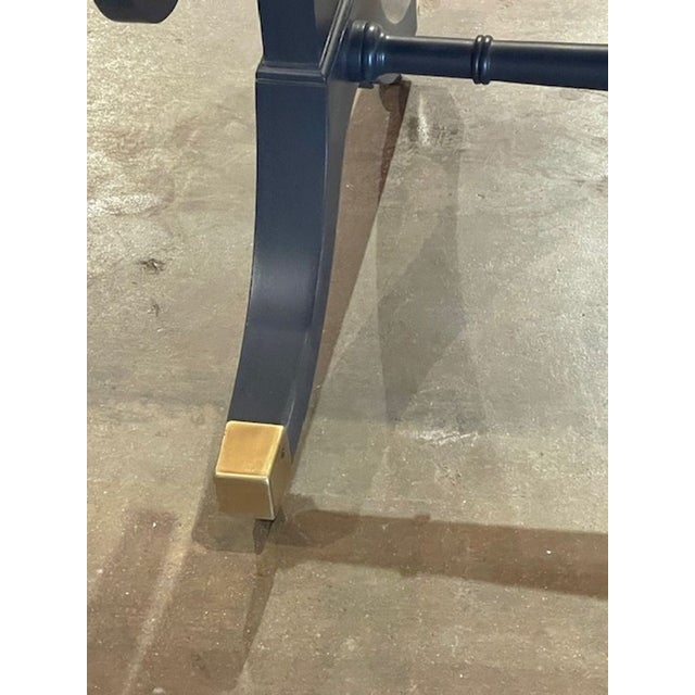 Traditional Vintage Baker Navy Lacquered Drop Leaf Table For Sale - Image 3 of 10