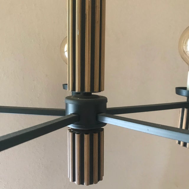 Mid-Century Modern Mid Century Modern Contemporary Chandelier With Five Amber Lights For Sale - Image 3 of 9