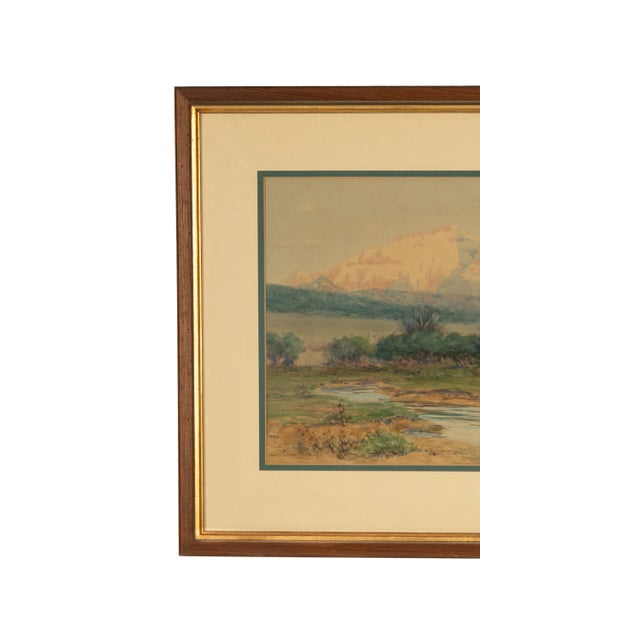 Antique Impressionist Painting "Spanish Peaks" Colorado Mountain Landscape 1900 For Sale - Image 4 of 9