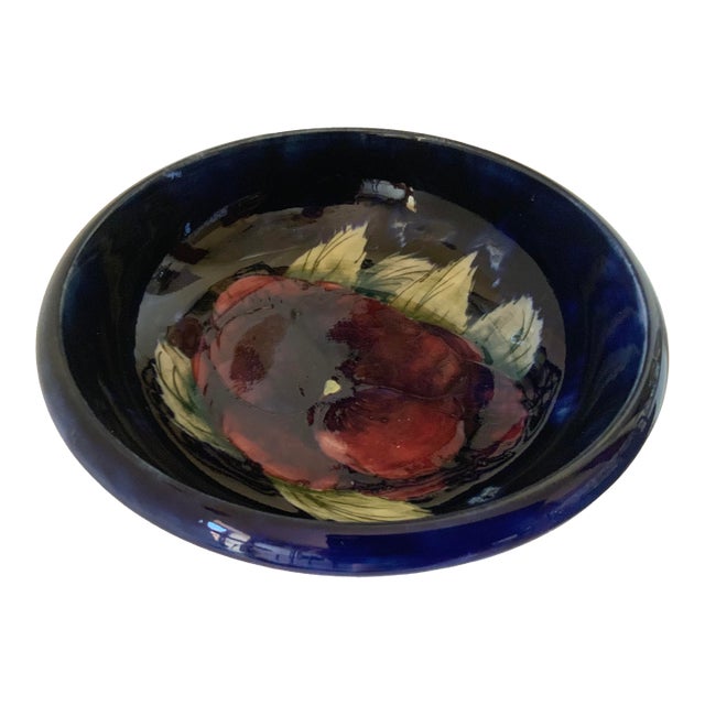 Large Moorcroft Pottery Footed Bowl “Pansy” Pattern For Sale