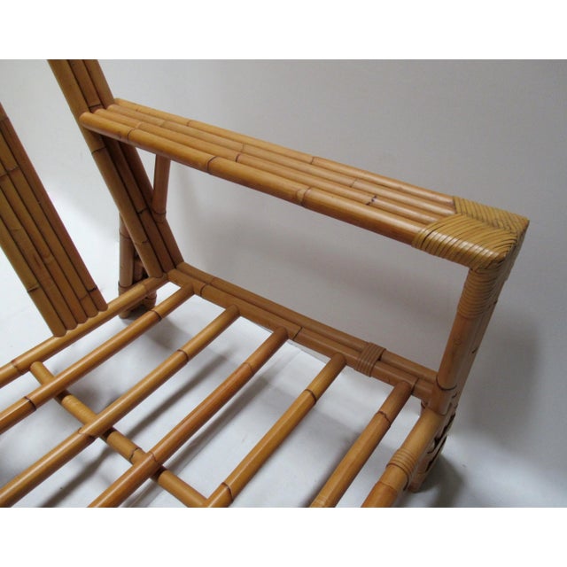 1990s C.1990's David Sutherland "Makassar" Collection - Bamboo & Leather Strapped Rattan Sofa For Sale - Image 5 of 13