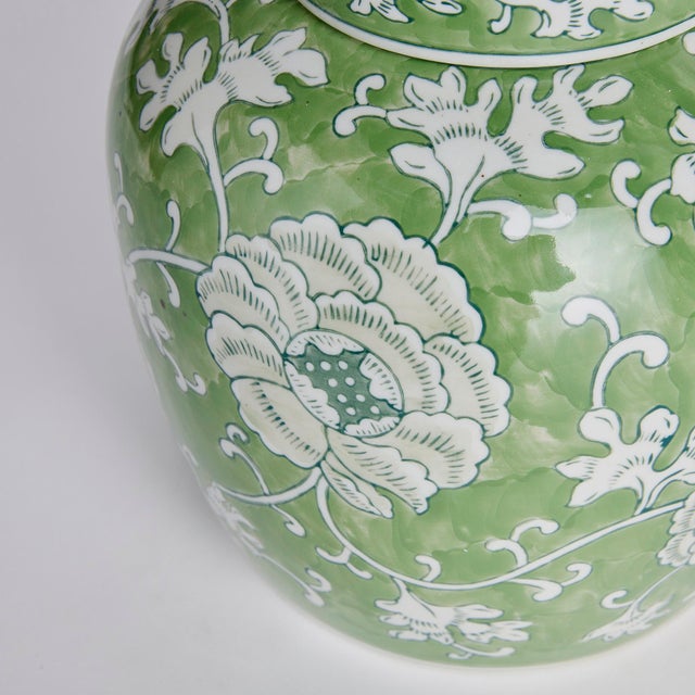 French Country Imperial Lotus Lidded Jar For Sale - Image 3 of 5