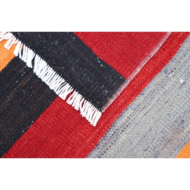 Red 1980s Ethnic Design Cappadocia Hand Knotted Natural Wool Kilim Runner Rug For Sale - Image 8 of 12