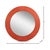 Mid-Century Modern Style Orange Round Leather Mirror For Sale In Raleigh - Image 6 of 6