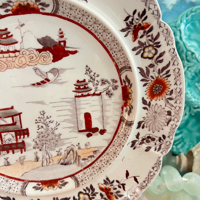 Early 19th Century Antique 1820s Mason's Patent Ironstone "Pekin" Chinese Landscape Plate – 10.25" For Sale - Image 5 of 12