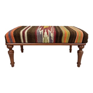 Kilim Upholstered Ottoman Bench For Sale