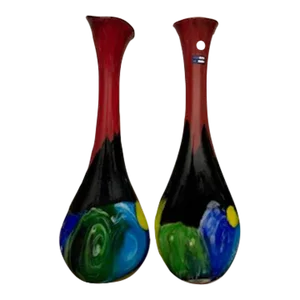 1990s Tall Blown Glass Vases - a Pair