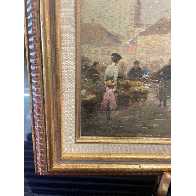 Original oil on panel by Austrian Impressionist Emil Barbarini 1855-1930 born in Vienna painted landscapes and market...
