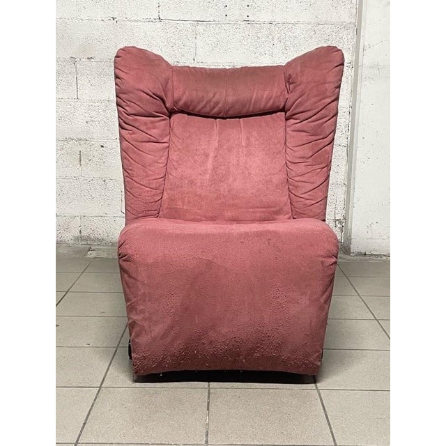 Cinova relaxation armchair in red alcantara from the 1980s. The armchair reclines in different positions from chair to...