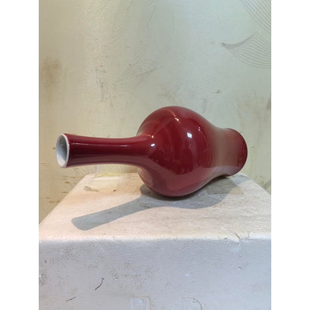 Chinese Vintage Ceramic Vase,Qing Dynasty Qianlong Marked Red Glaze Porcelain Vase For Sale - Image 9 of 9